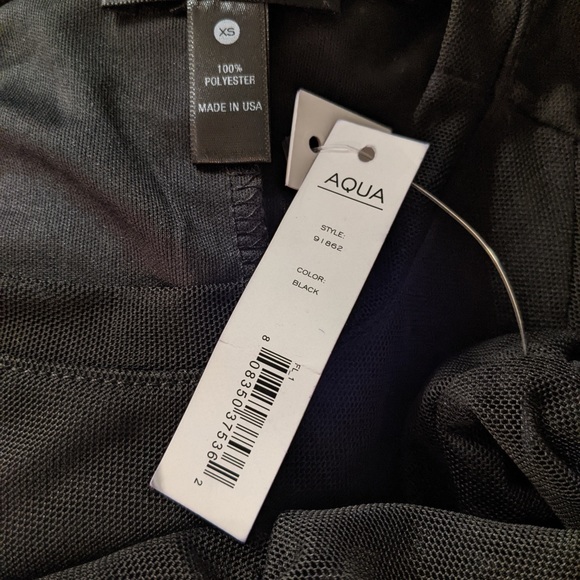 AQUA Dress Sexy Glam Illusion Ruched Knit & Sheer Mini NWT Sz XS - Picture 3 of 15